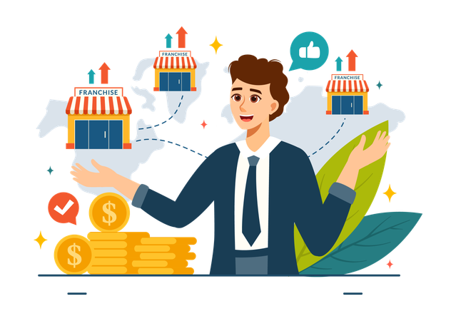 Businessman with Business Franchise  Illustration