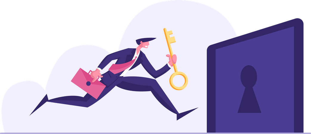 Businessman with business key  Illustration