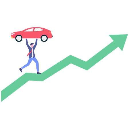 Businessman with car market growth  Illustration