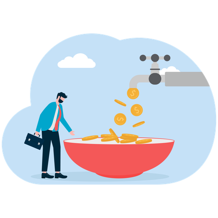 Businessman with cash flow  Illustration