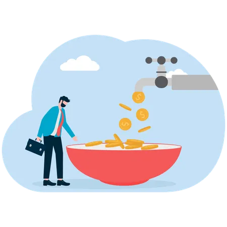 Businessman with cash flow  Illustration