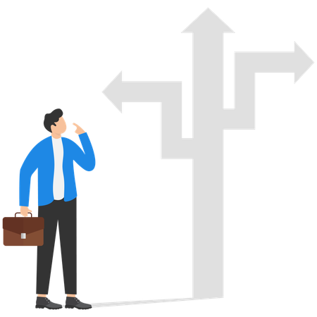 Businessman with choice and direction  Illustration