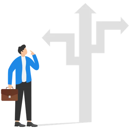 Businessman with choice and direction  Illustration