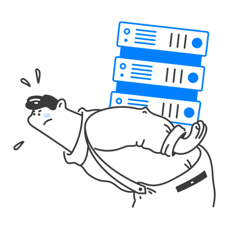 Businessman with cloud database burden  Illustration