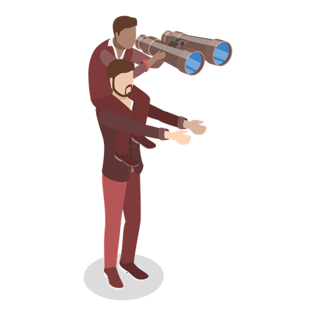 Businessman with co-worker find business vision  Illustration