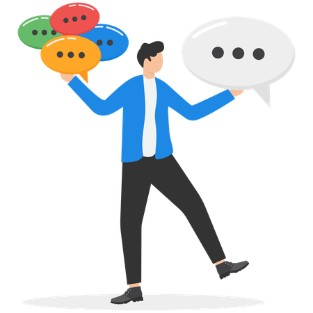 Businessman with Communication skills and business communication to achieve results  Illustration