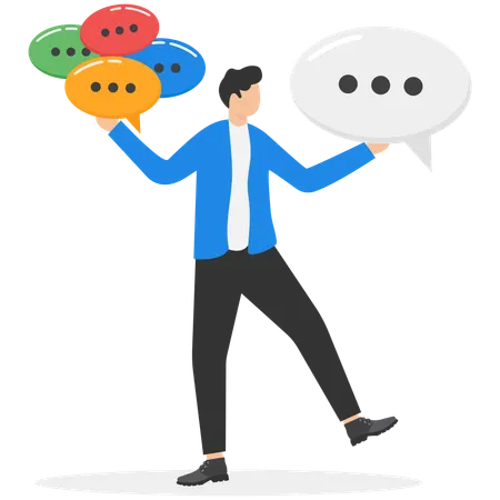 Businessman with Communication skills and business communication to achieve results  Illustration