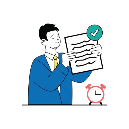 Businessman with completed task list  Illustration