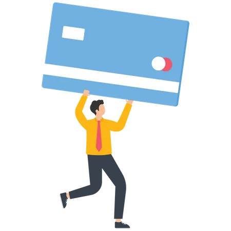 Businessman with credit card debt  Illustration