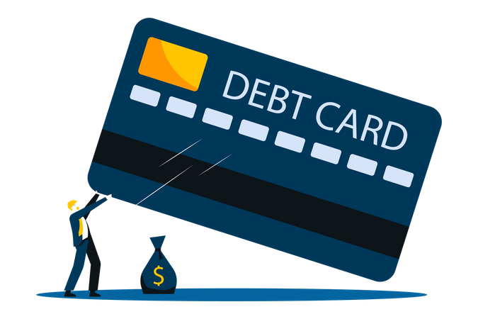 Businessman with credit card debt  Illustration