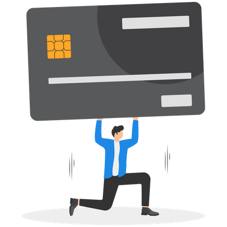 Businessman with credit card debt  Illustration