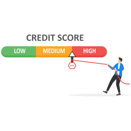 Businessman with credit score scale  Illustration