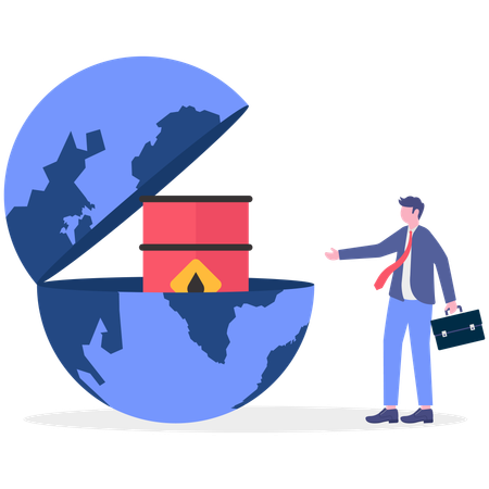 Businessman with crude oil supply  Illustration
