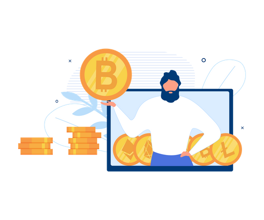 Businessman with cryptocurrenccy Illustration