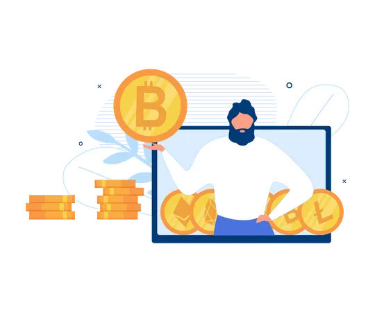 Businessman with cryptocurrenccy Illustration