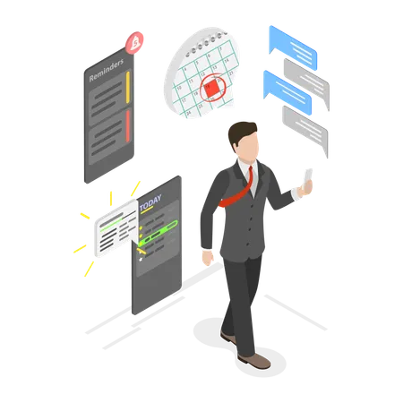 Businessman with Daily Tasks  Illustration