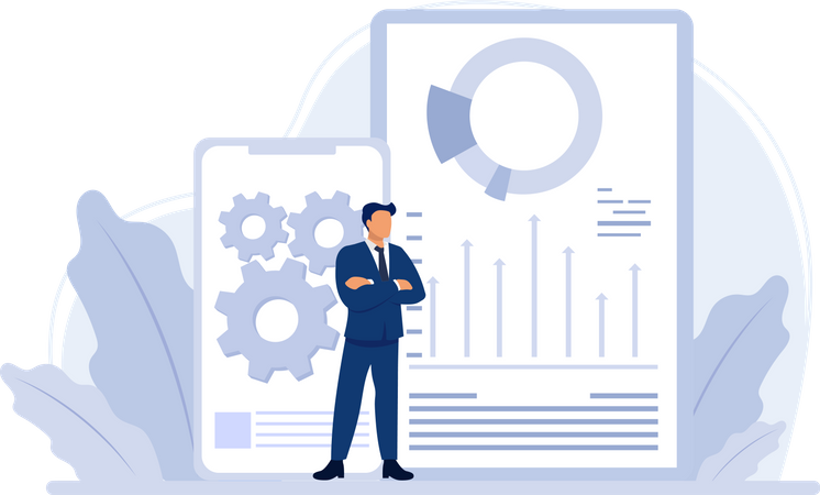 Businessman with data report  Illustration