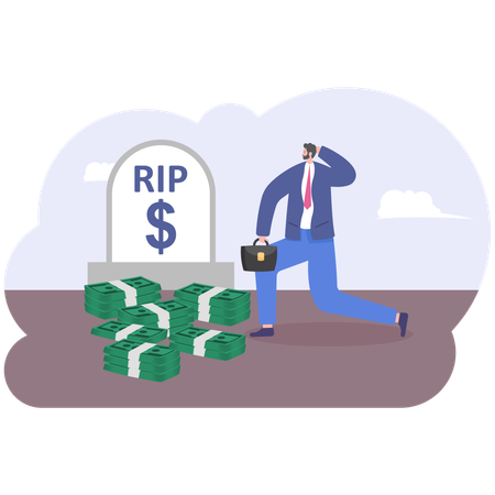 Businessman with dead money  Illustration