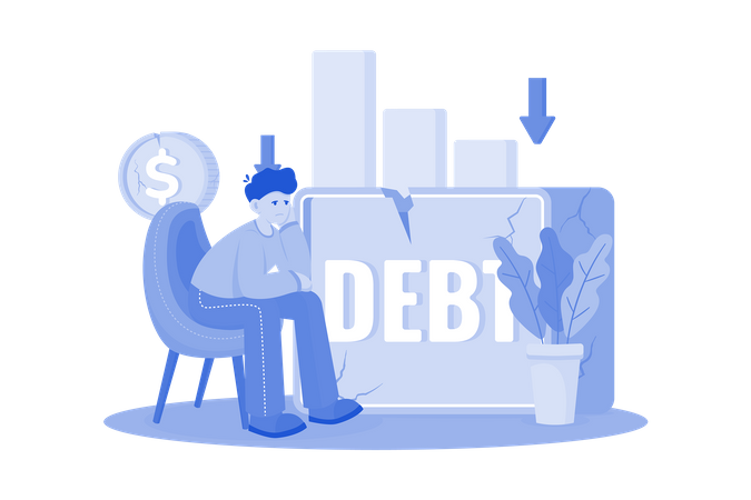 Businessman With Debt  Illustration