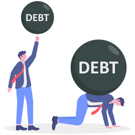 Businessman with debt burden  Illustration