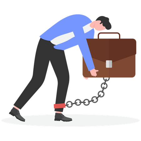Businessman with debt burden  Illustration