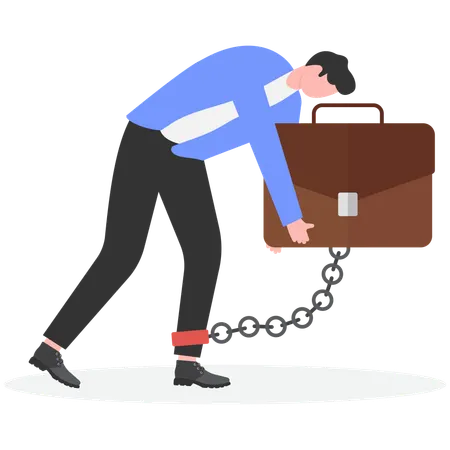 Businessman with debt burden  Illustration