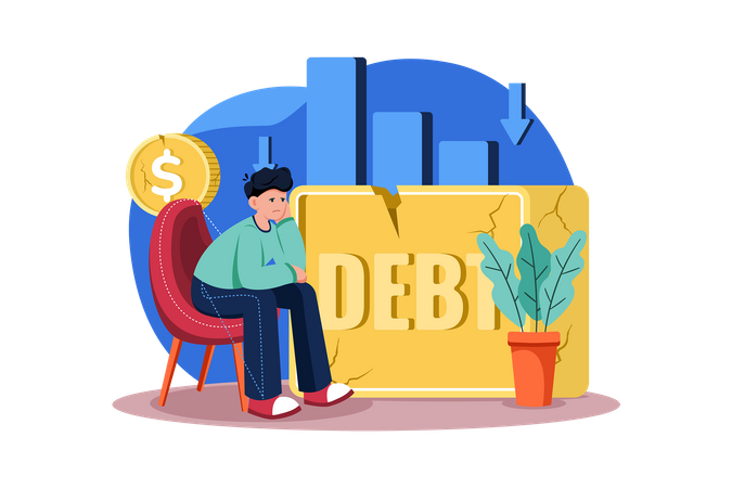 Businessman With Debt  Illustration