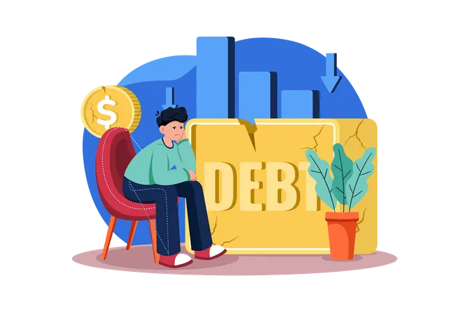 Businessman With Debt  Illustration