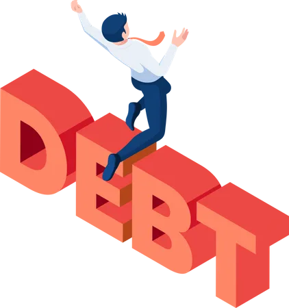 Businessman with debt  Illustration