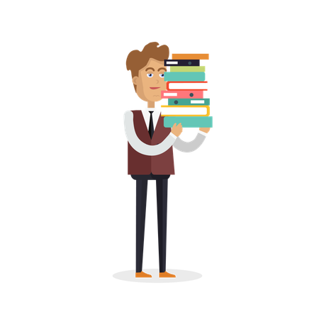 Businessman with Documents  Illustration