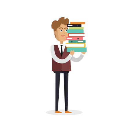 Businessman with Documents  Illustration