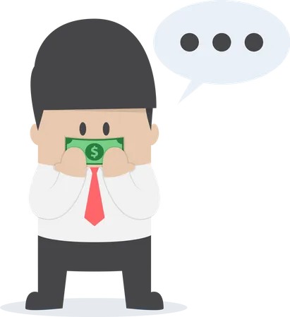 Businessman with dollar bill taped on his mouth Illustration