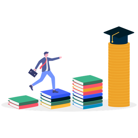 Businessman with education steps  Illustration
