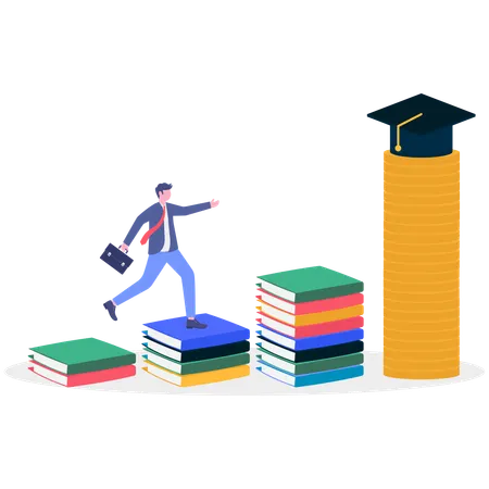 Businessman with education steps  Illustration