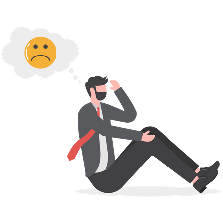 Businessman with emotions and moods suffer from psychological problem  Illustration