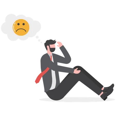 Businessman With Emotions And Moods Suffer From Psychological Problem Manic Depression Mental Disorder Bipolar Depression Concept Flat Vector Illustration