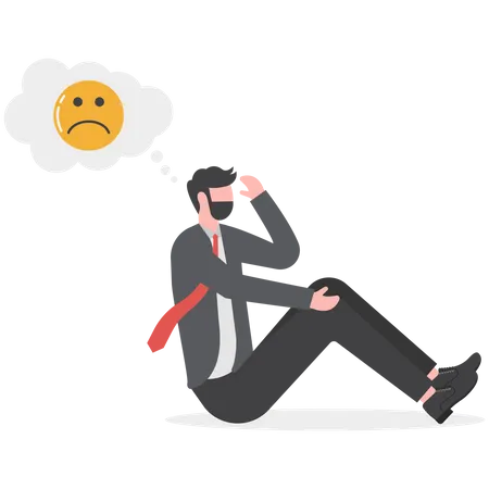 Businessman with emotions and moods suffer from psychological problem  Illustration