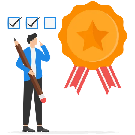 Businessman with employee check quality with passed checklist  Illustration