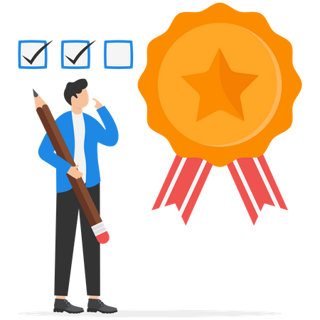 Businessman with employee check quality with passed checklist  Illustration