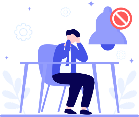 Businessman with Empty Desk  Illustration