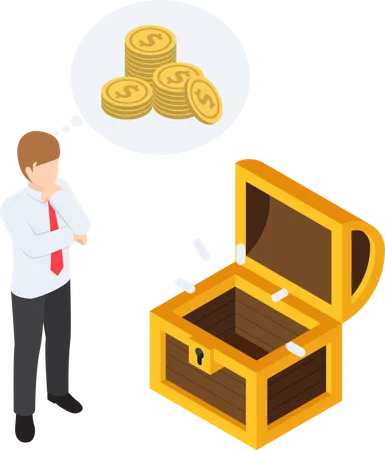 Businessman with empty treasure box Illustration