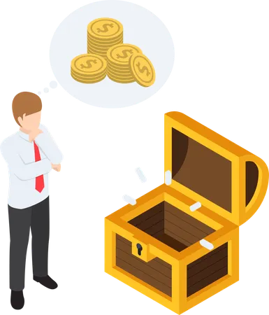 Businessman with empty treasure box  Illustration
