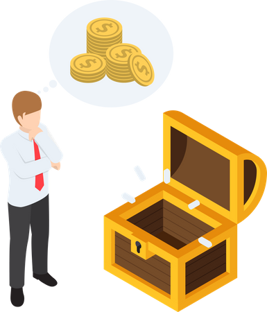 Businessman with empty treasure box  Illustration