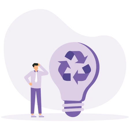 Businessman with environmentally friendly idea in waste processing  Illustration