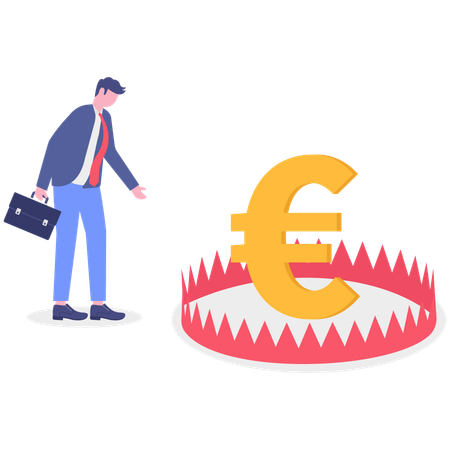 Businessman with euro trap  Illustration