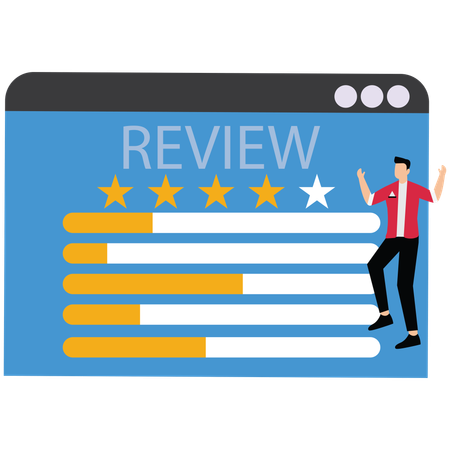 Businessman with excellent customer satisfaction dashboard  Illustration