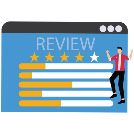 Businessman with excellent customer satisfaction dashboard  Illustration