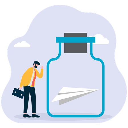 Businessman with failed startup  Illustration
