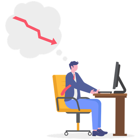 Businessman with fallen investment  Illustration