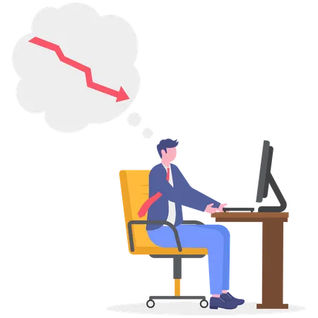 Businessman with fallen investment  Illustration